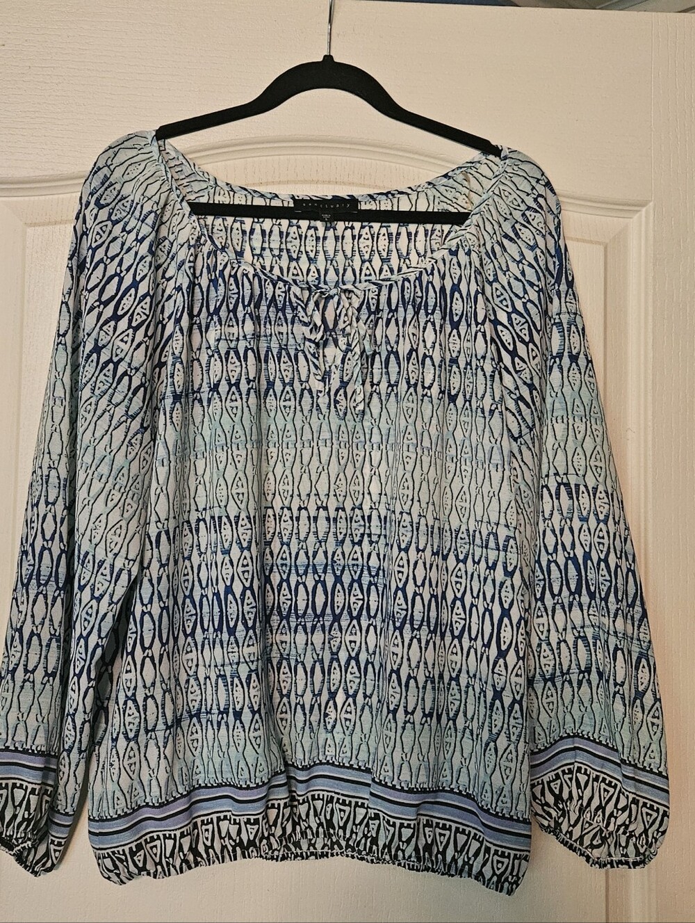 Sancuary Light Blue Patterned Peasant Blouse